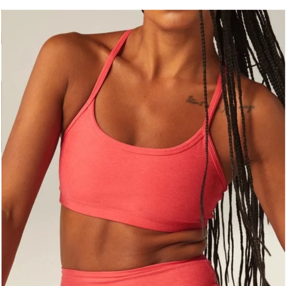 Beyond Yoga Coral Pink Strappy Sports Bra